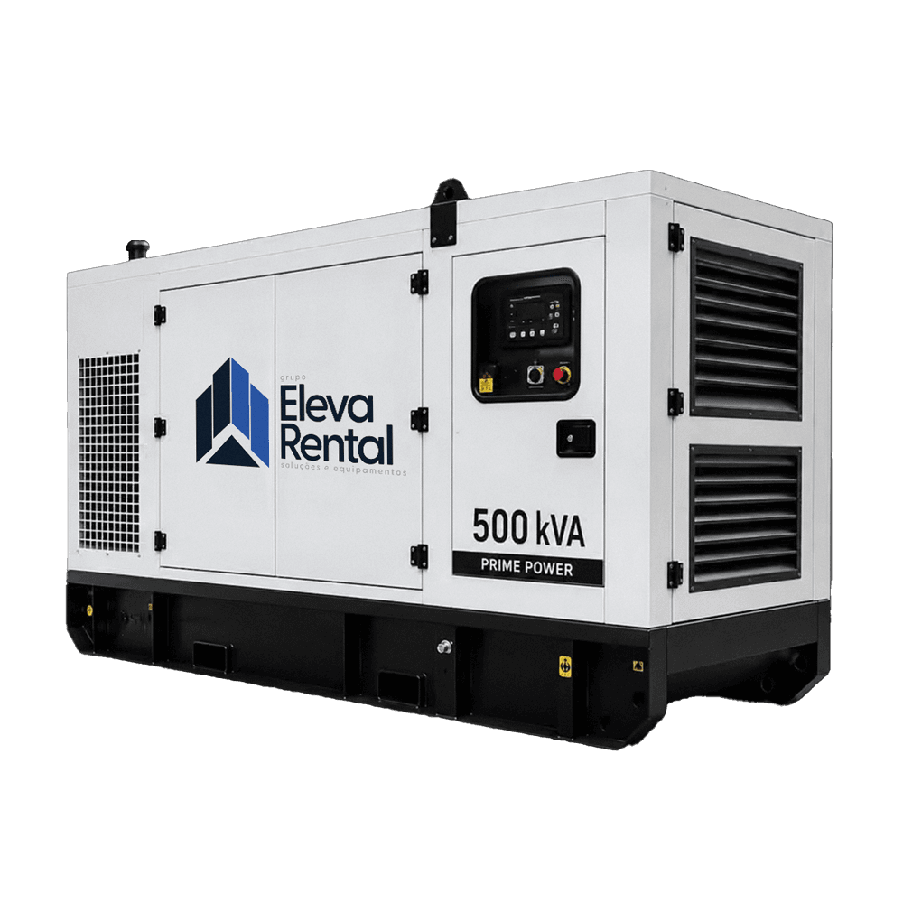 Gerador de energia Grupo Eleva Rental de 500 kVA com cabine acústica